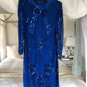 Dress Sequin Royal Blue Petite Vintage